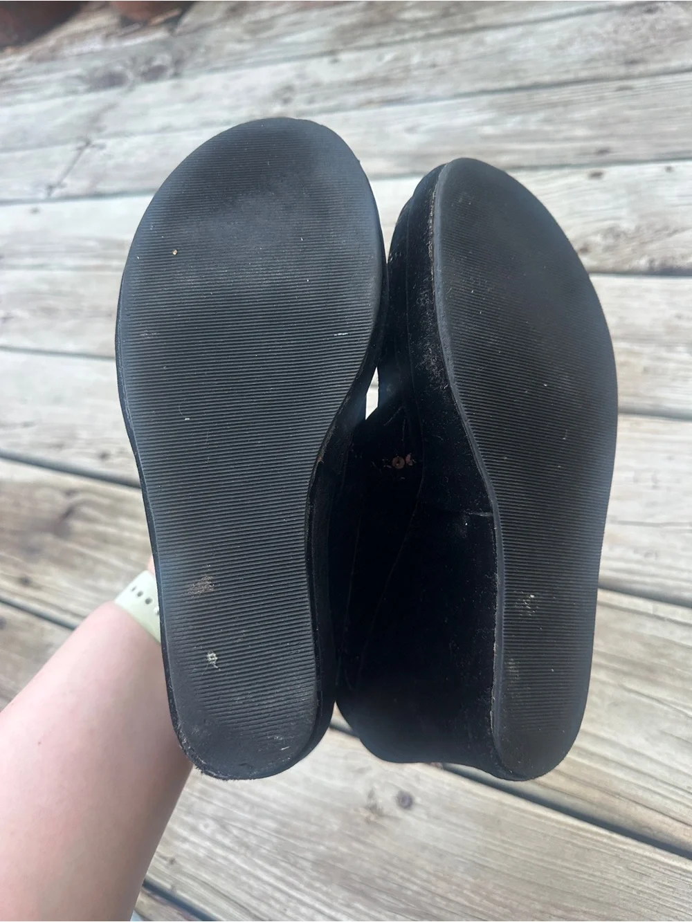 Vtg y2k baby me Black velvet wedge shoes with sequin details, Size 10